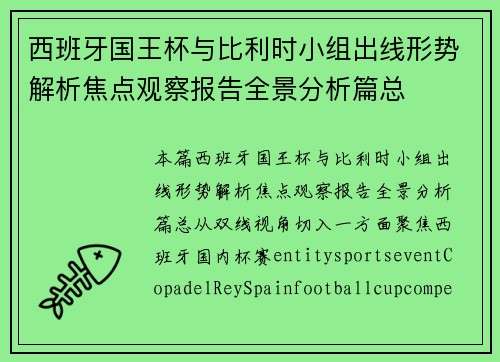 西班牙国王杯与比利时小组出线形势解析焦点观察报告全景分析篇总